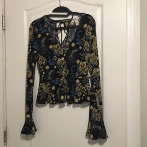 Floral bell sleeve top